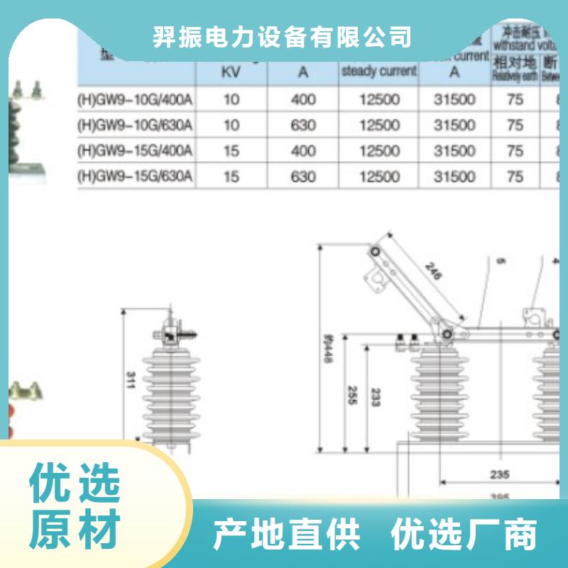 【羿振电力】户外高压交流隔离开关：GW9-10G(W)/200厂家报价